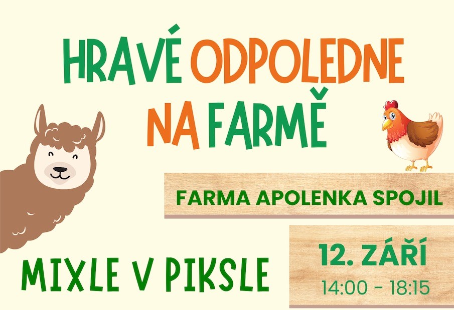 Hravé odpoledne na farmě Apolenka ZRUŠENO